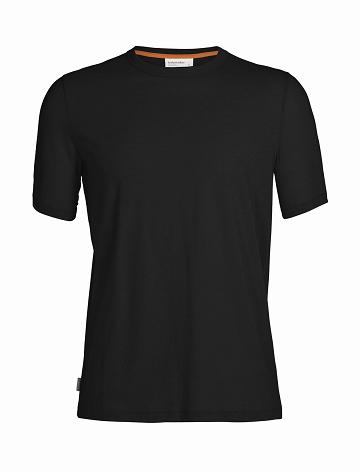 T Shirts Icebreaker Tencel Coton Corta Sleeve Homme Noir | FR 1197GSOL